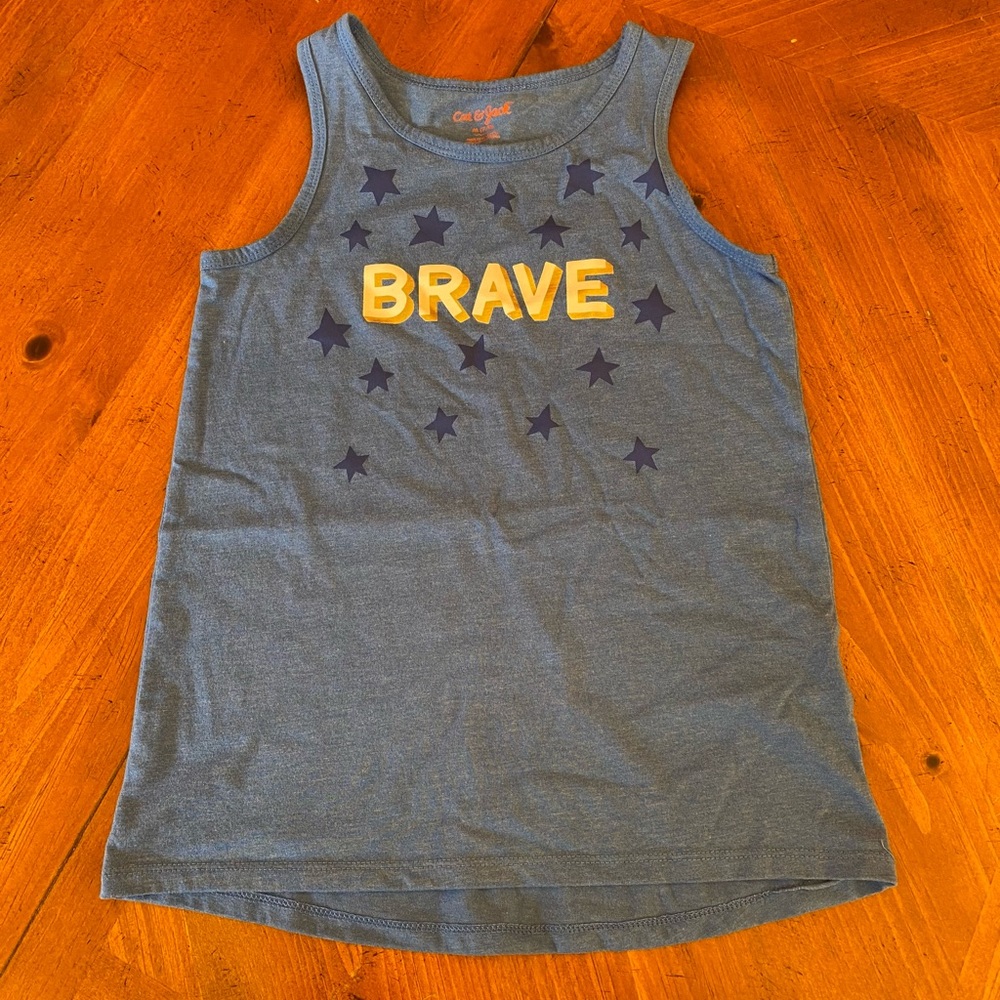 Worn Once! Girls Cat & Jack Size M 7/8 BLUE Sleeveless Brave Stars Tank Top